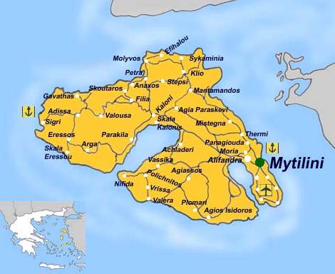 Map of Lesvos island